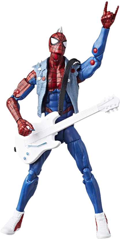 Rockstar Spiderman Figure With Guitar PNG image