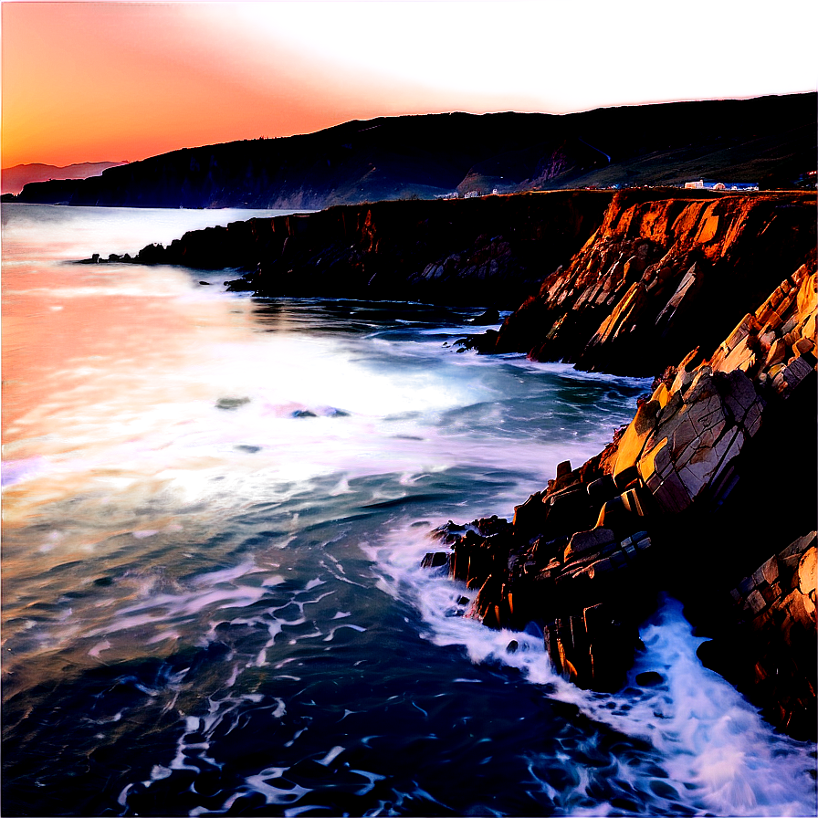 Rocky Coastline At Sunrise Photo Png Axy68 PNG image