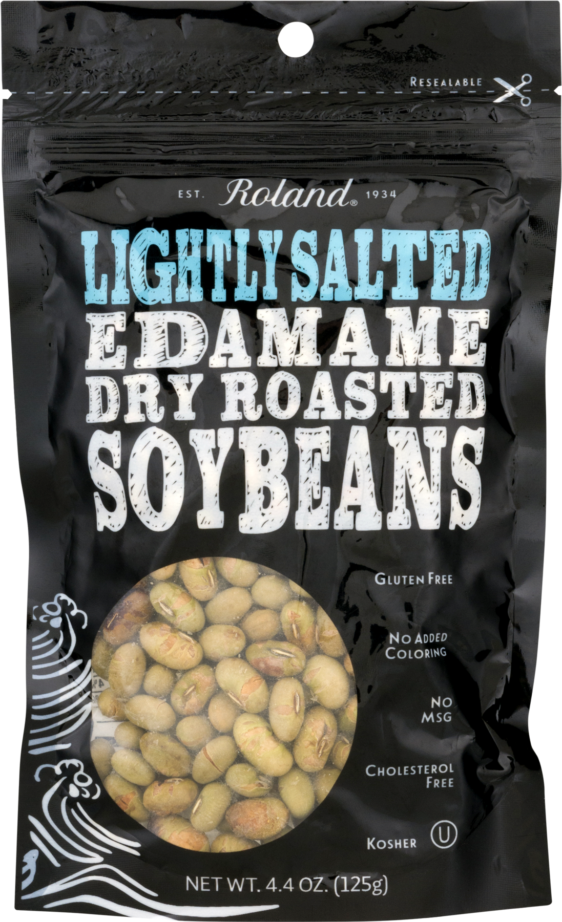 Roland Lightly Salted Edamame Dry Roasted Soybeans Package PNG image