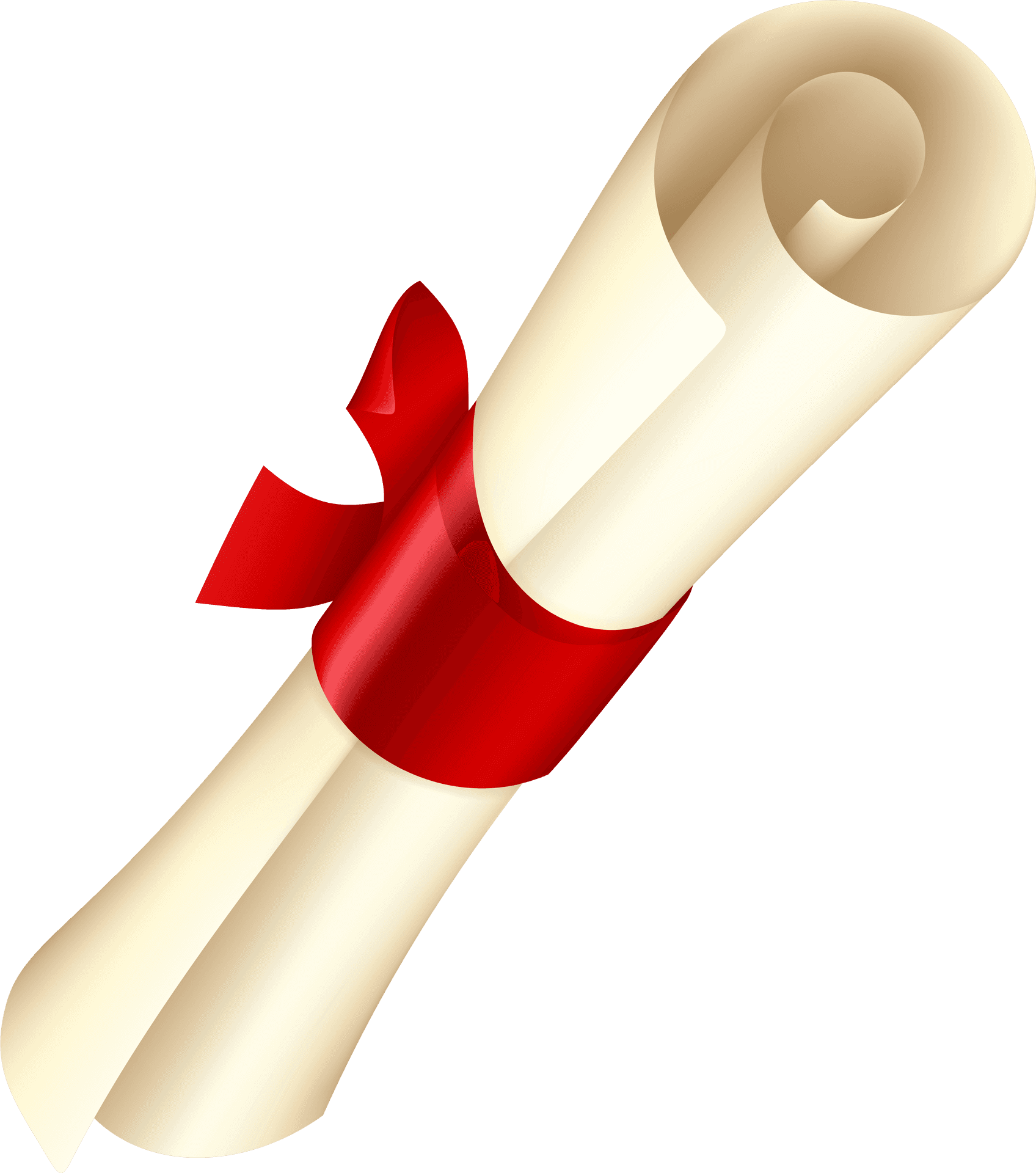 Rolled Diplomawith Red Ribbon PNG image