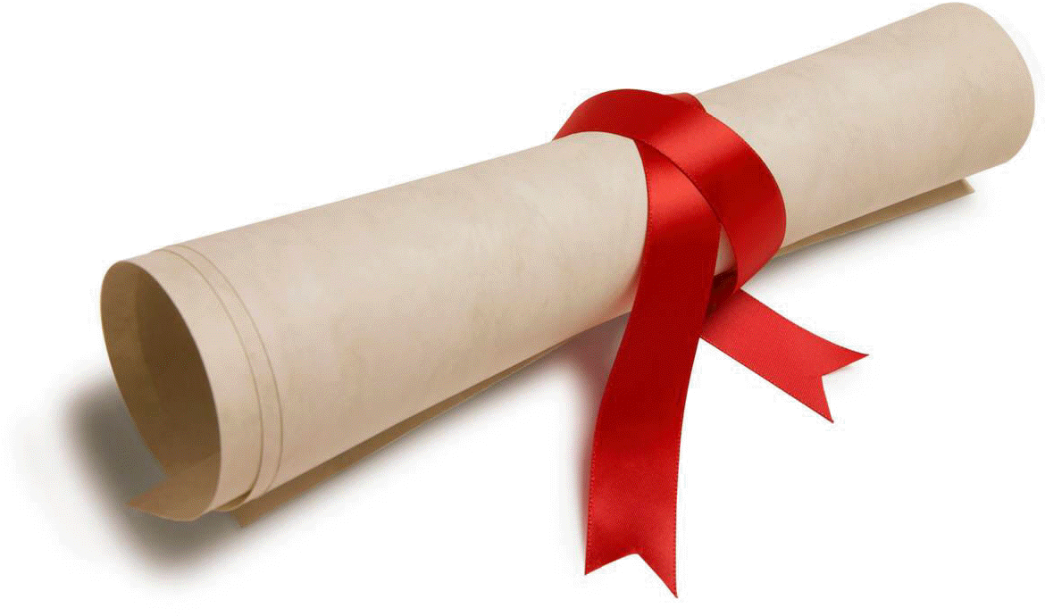 Rolled Diplomawith Red Ribbon PNG image