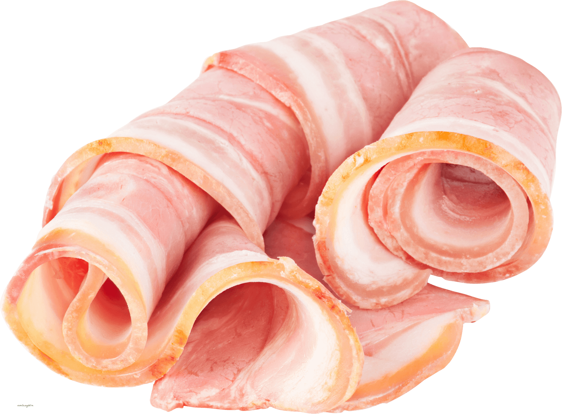 Rolled Slicesof Raw Bacon PNG image