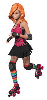 Roller Skating Girl3 D Character PNG image