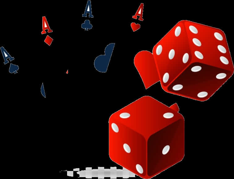 Rolling Diceand Casino Symbols PNG image