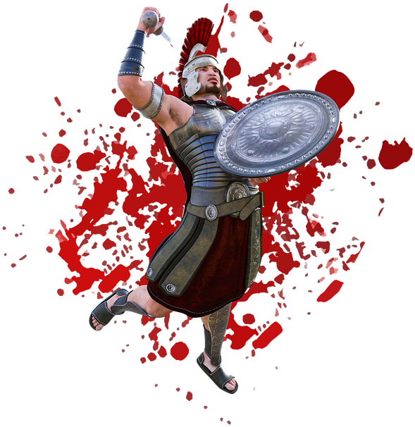 Roman Gladiator Victory Pose PNG image