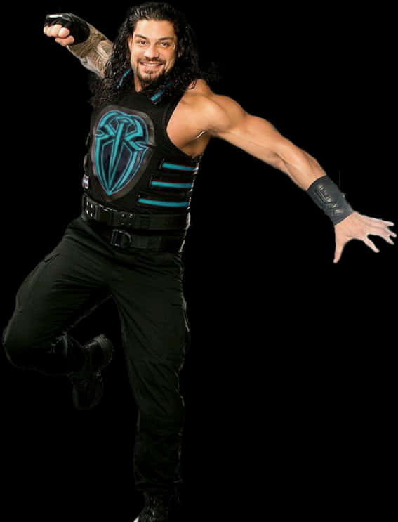 Roman Reigns In Action Pose PNG image