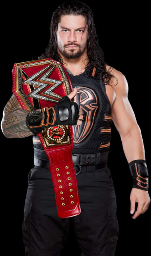 Roman Reigns W W E Champion Portrait PNG image