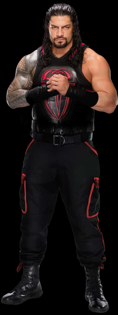 Roman Reigns Wrestling Pose PNG image