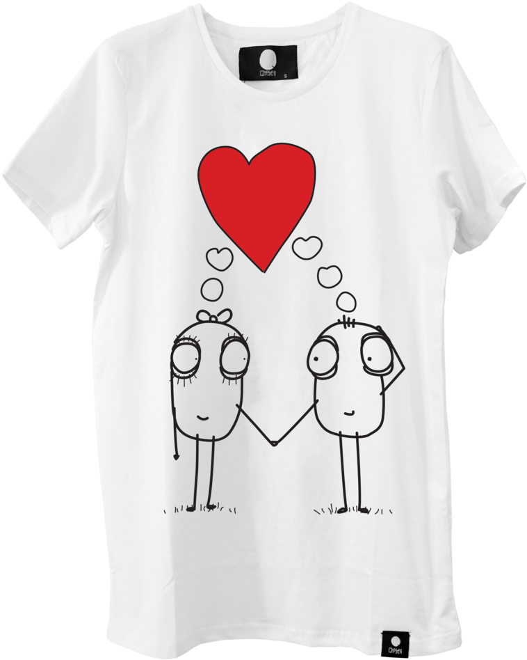 Romantic Cartoon Couple Tshirt Design PNG image