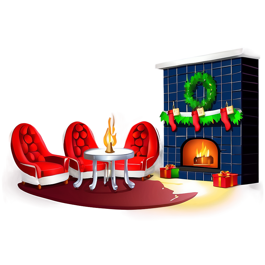 Romantic Christmas Fireplace Scene Png 25 PNG image