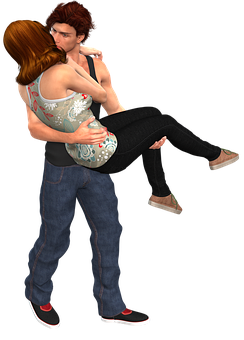 Romantic Couple Carrying Pose PNG image