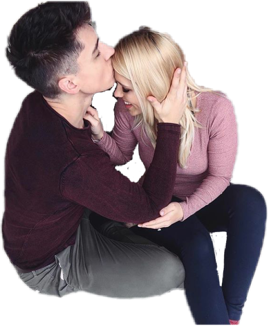 Romantic Couple Kissing Forehead PNG image