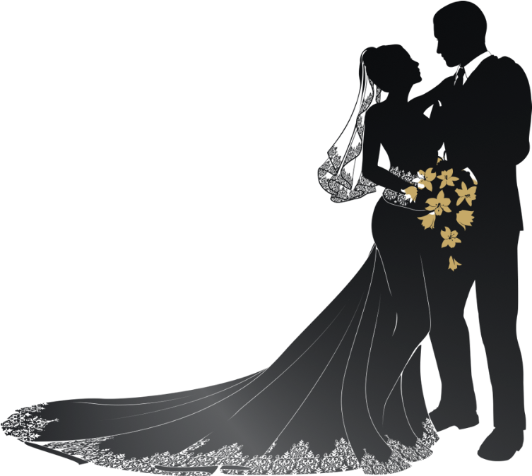 Romantic Couple Silhouette Floral Accent.png PNG image