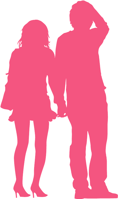 Romantic Couple Silhouette Standing Together PNG image