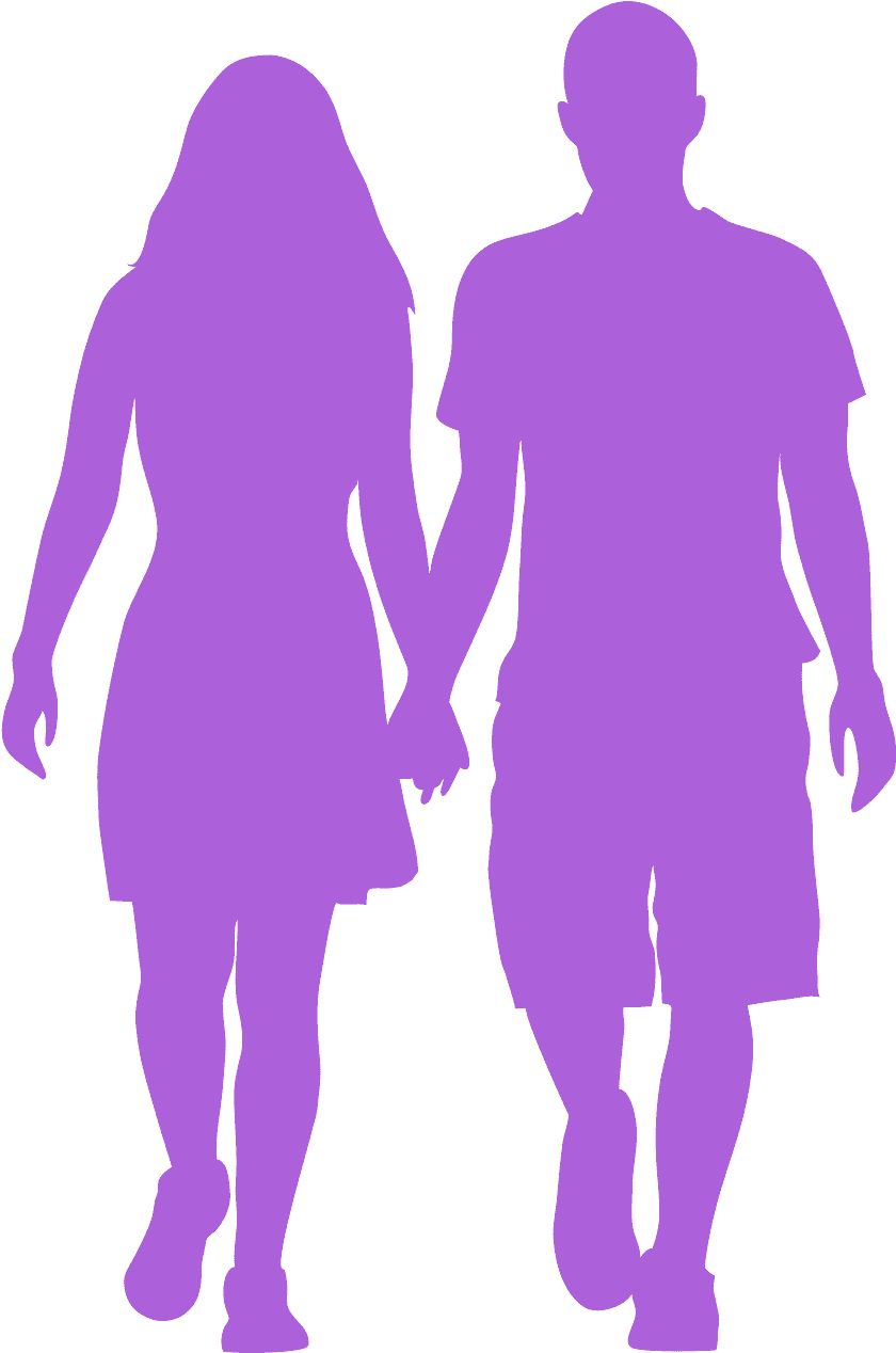 Romantic Couple Silhouette Walking Together PNG image