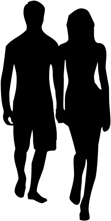 Romantic Couple Silhouette Walking Together.png PNG image