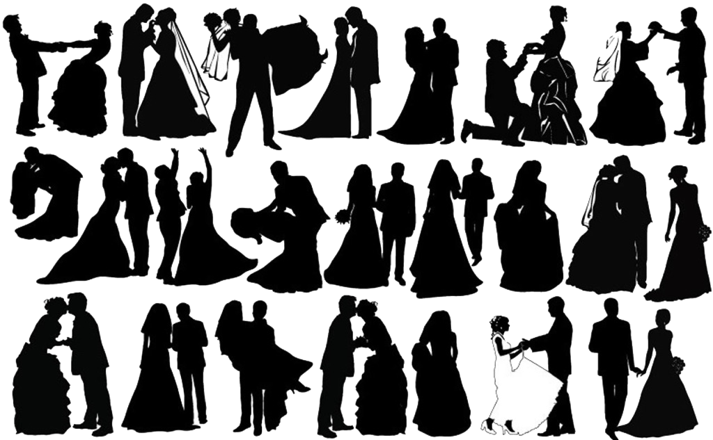Romantic Couple Silhouettes Collection PNG image