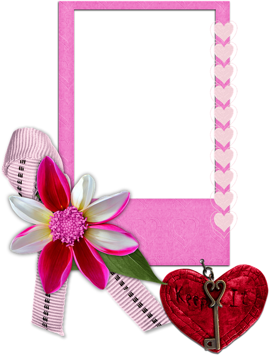 Romantic Floral Love Frame PNG image