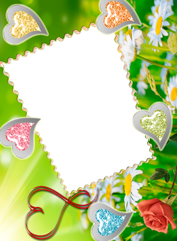 Romantic Floral Love Frame PNG image