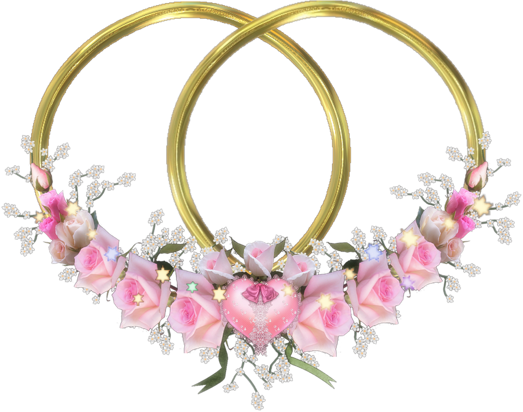 Romantic Floral Love Frame PNG image