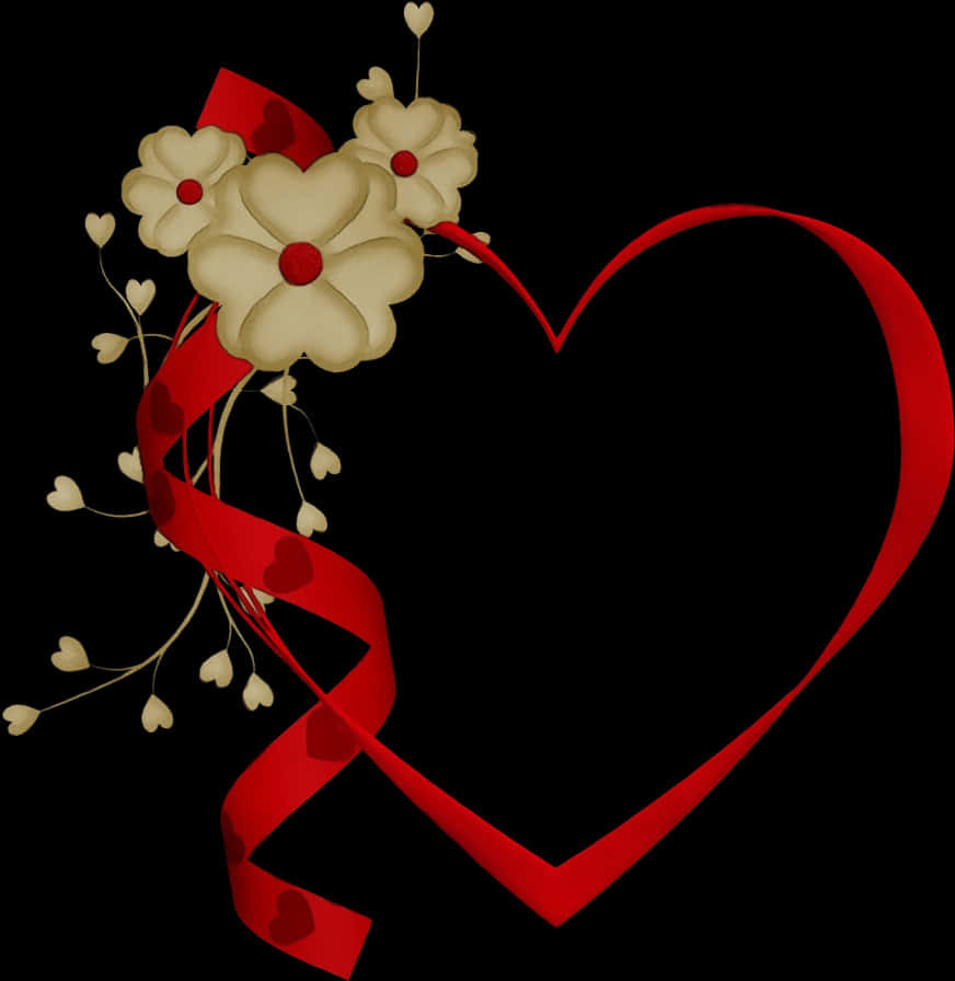 Romantic Heart Floral Design PNG image