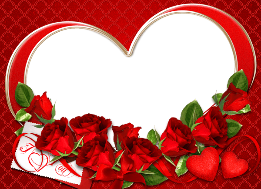 Romantic Heart Framewith Red Roses PNG image