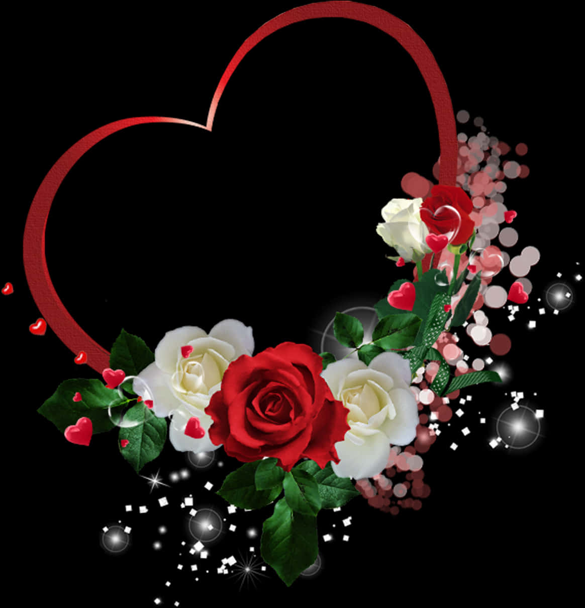 Romantic Heartand Roses Graphic PNG image