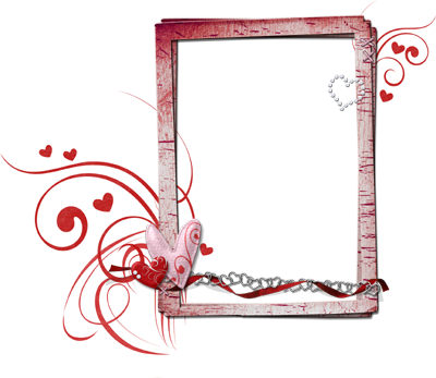 Romantic Hearts Photo Frame PNG image