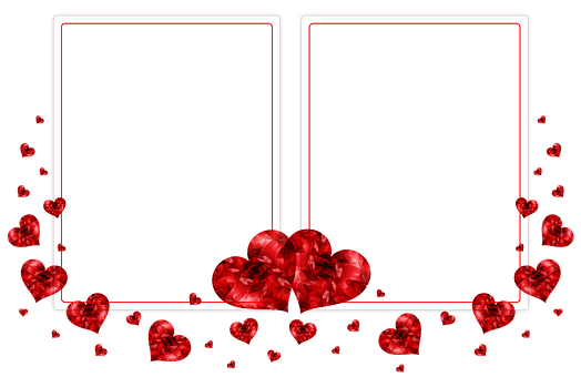 Romantic Hearts Postcard Template PNG image