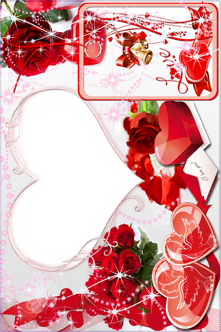 Romantic Heartsand Roses Love Frame PNG image