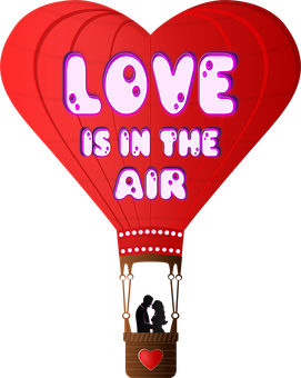Romantic Hot Air Balloon Love Theme PNG image
