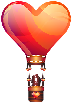 Romantic Hot Air Balloon PNG image