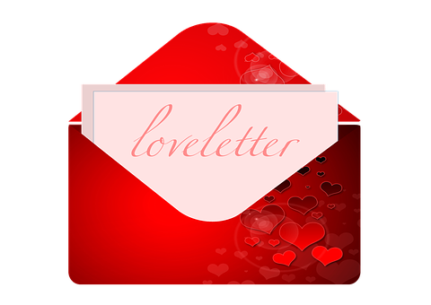 Romantic Love Letter Envelope PNG image