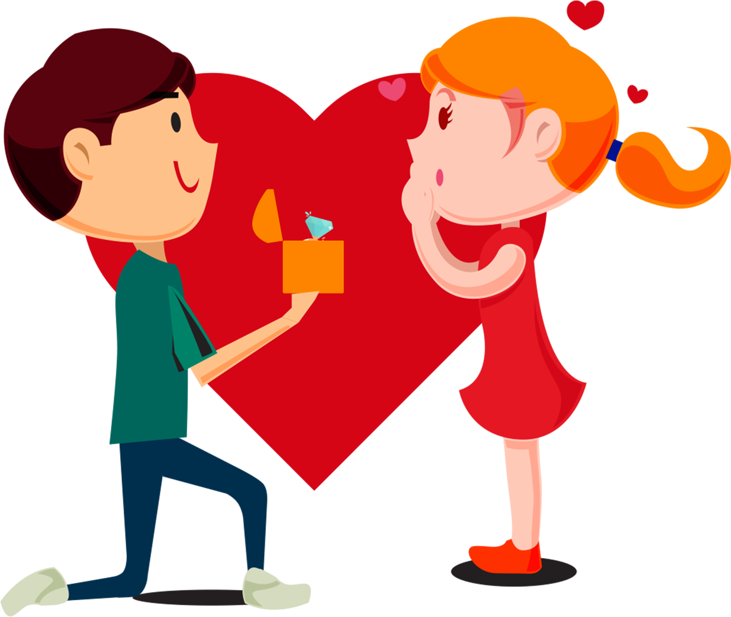 Romantic Proposal Cartoon PNG image