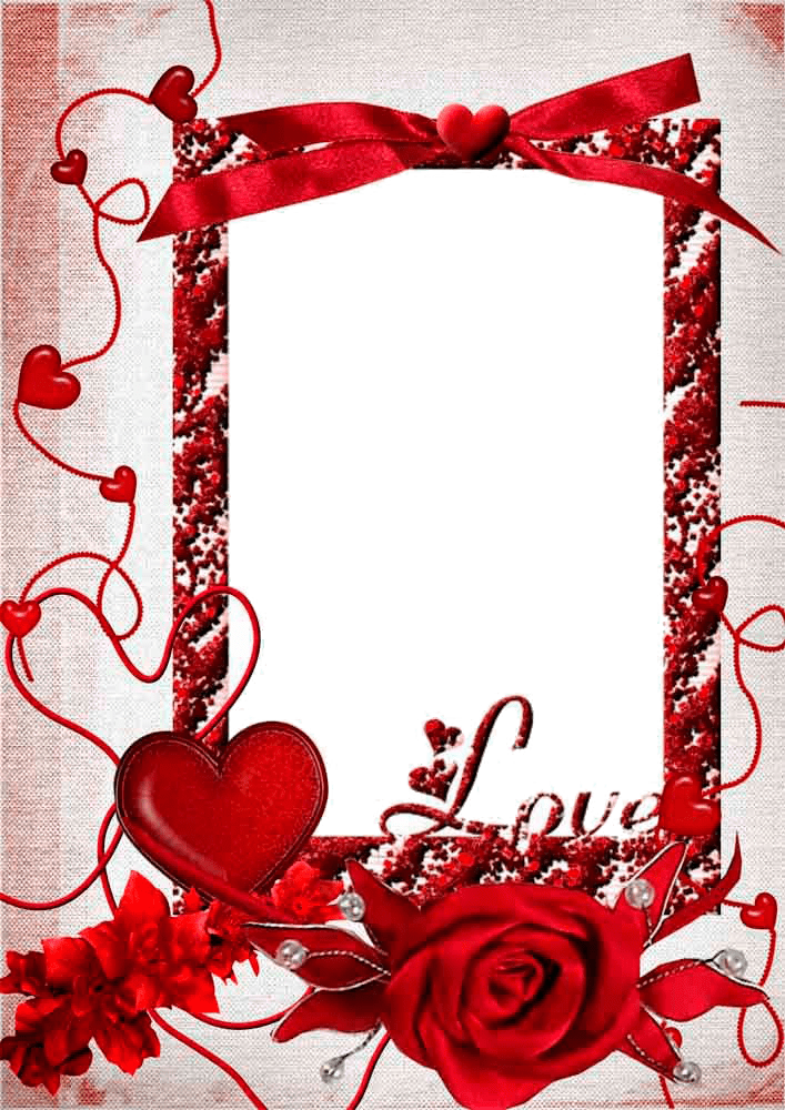 Romantic Red Love Photo Frame PNG image