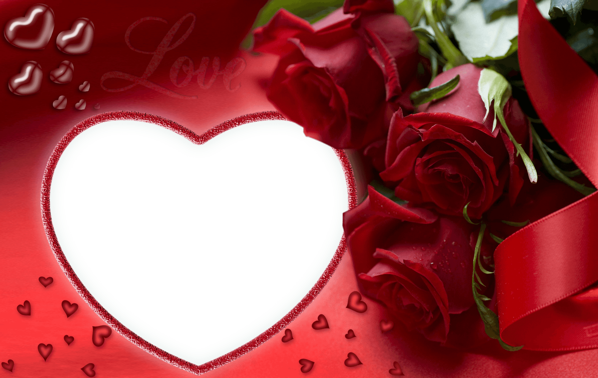 Romantic Red Roses Love Frame PNG image