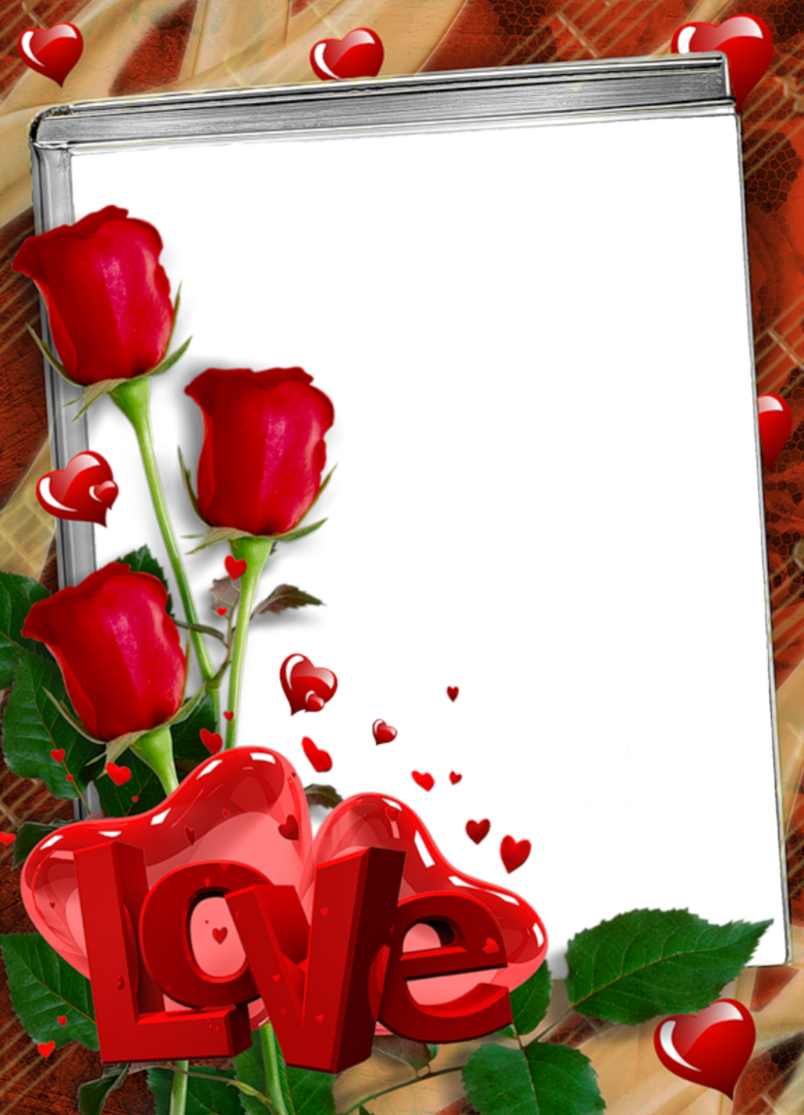 Romantic Roses Love Frame PNG image