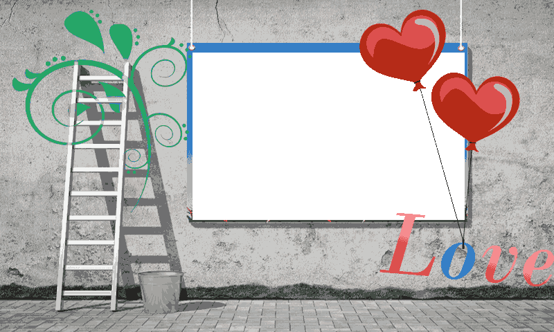 Romantic Street Art Love Frame PNG image