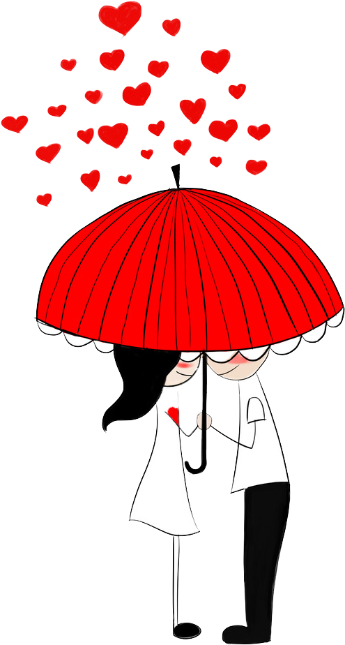 Romantic Umbrella Love Illustration PNG image