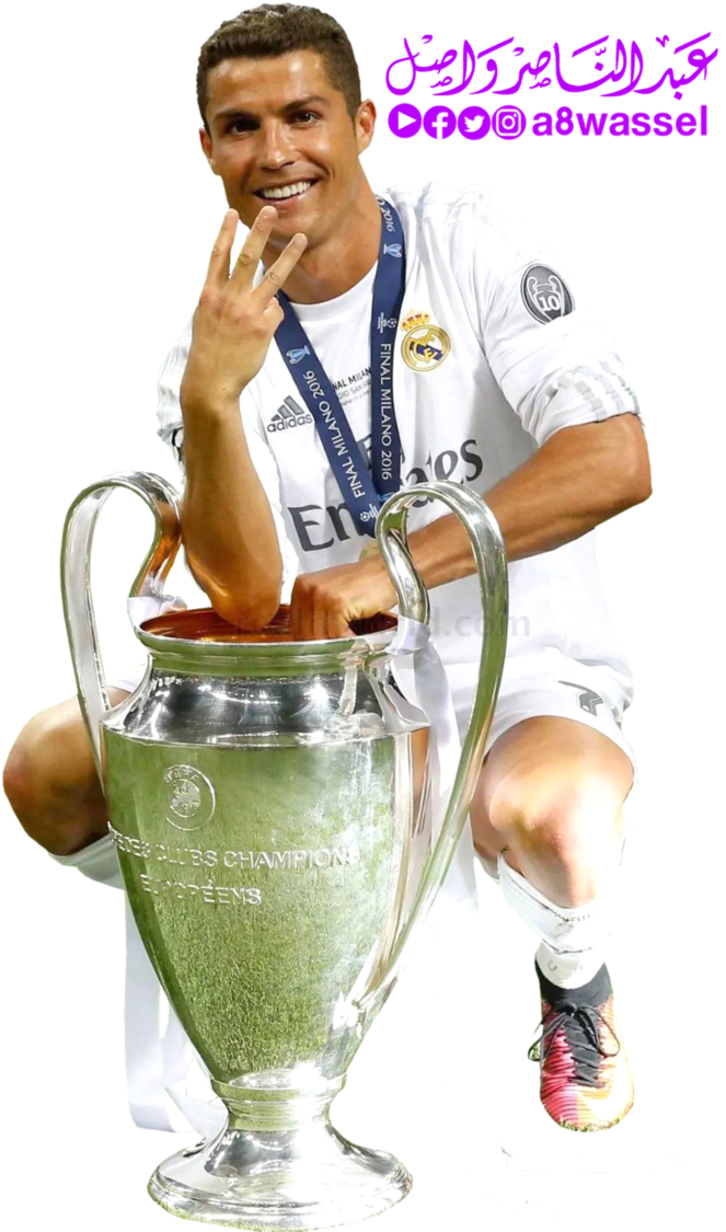 Ronaldo Champions League Trophy Celebration PNG image