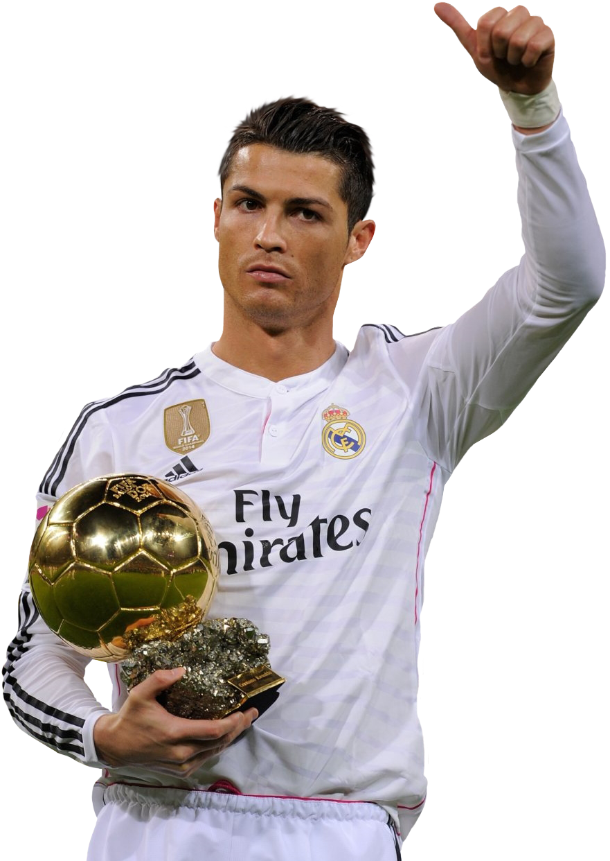 Ronaldowith Golden Ball Trophy PNG image