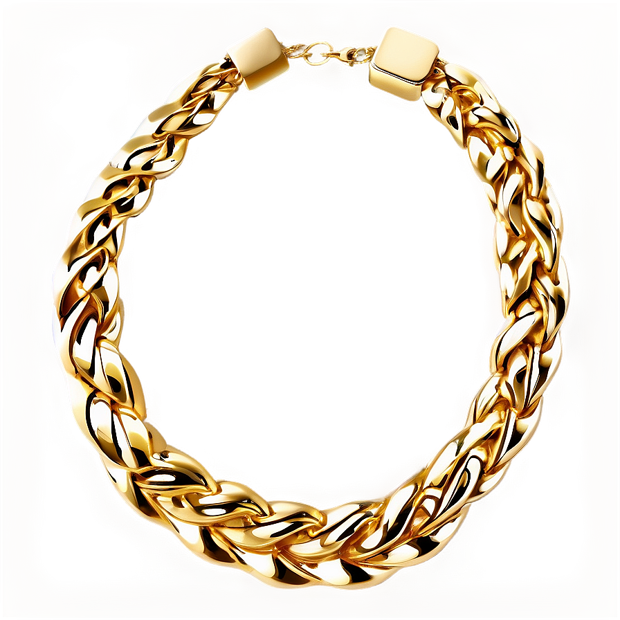 Rope Chain Gold Necklace Png 06122024 PNG image