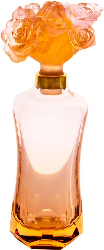 Rose Adorned Perfume Bottle PNG image