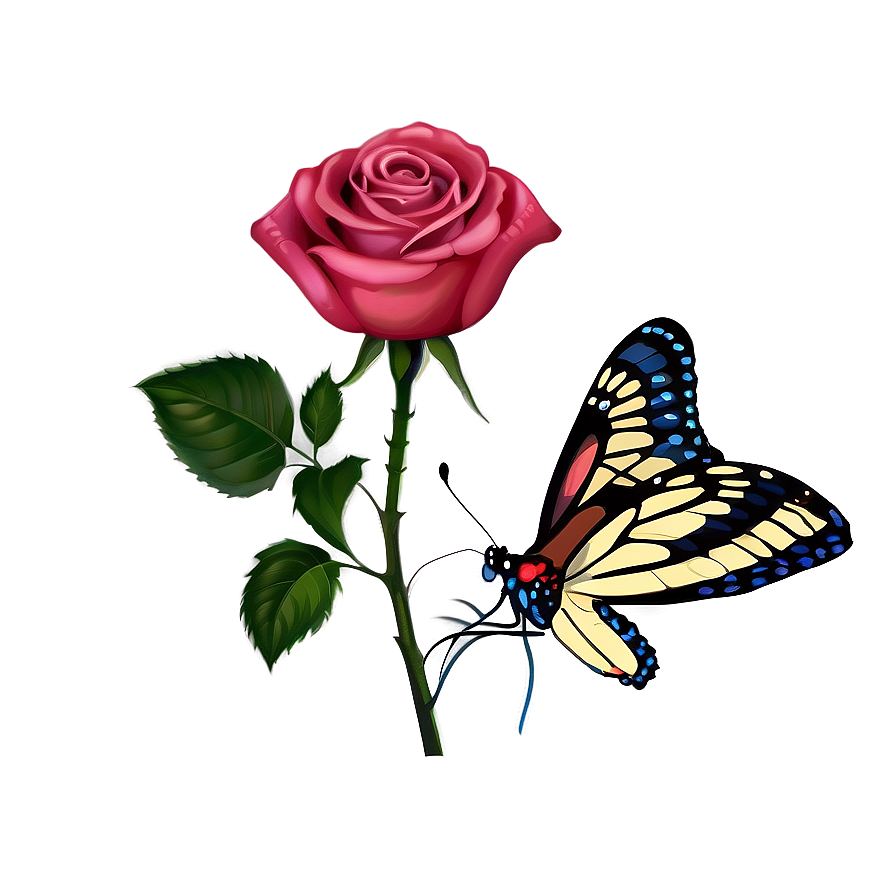 Rose And Butterfly Clipart Png Glv1 PNG image