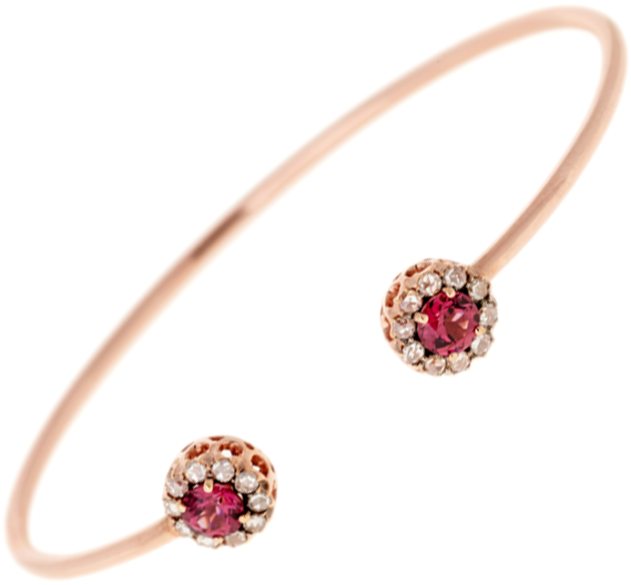 Rose Gold Banglewith Pink Gemstones PNG image