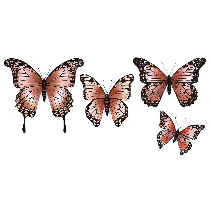 Rose Gold Butterfly Collection Png Wwn47 PNG image