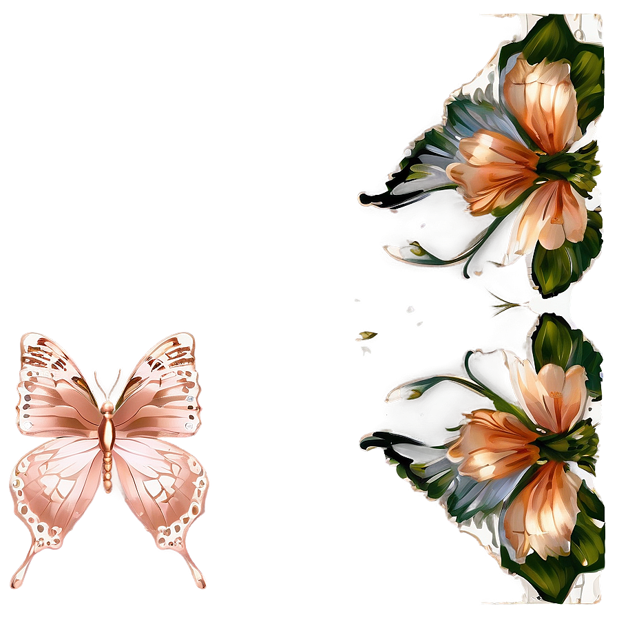 Rose Gold Butterfly Montage Png 3 PNG image