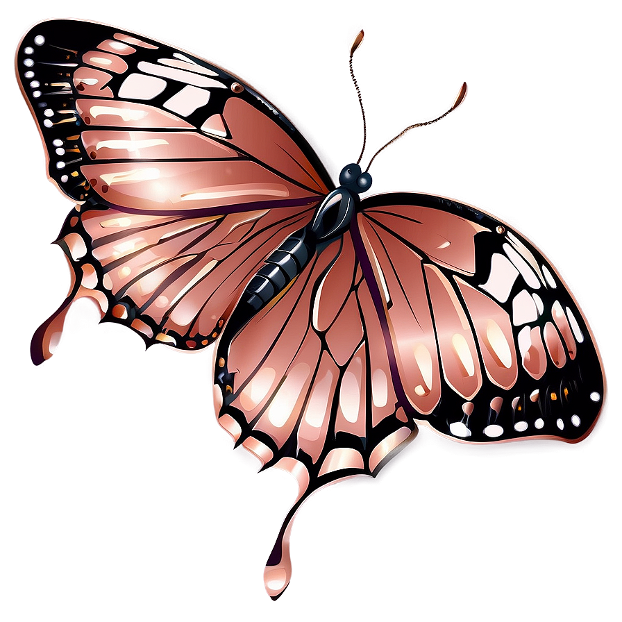 Rose Gold Butterfly Vector Png 06282024 PNG image