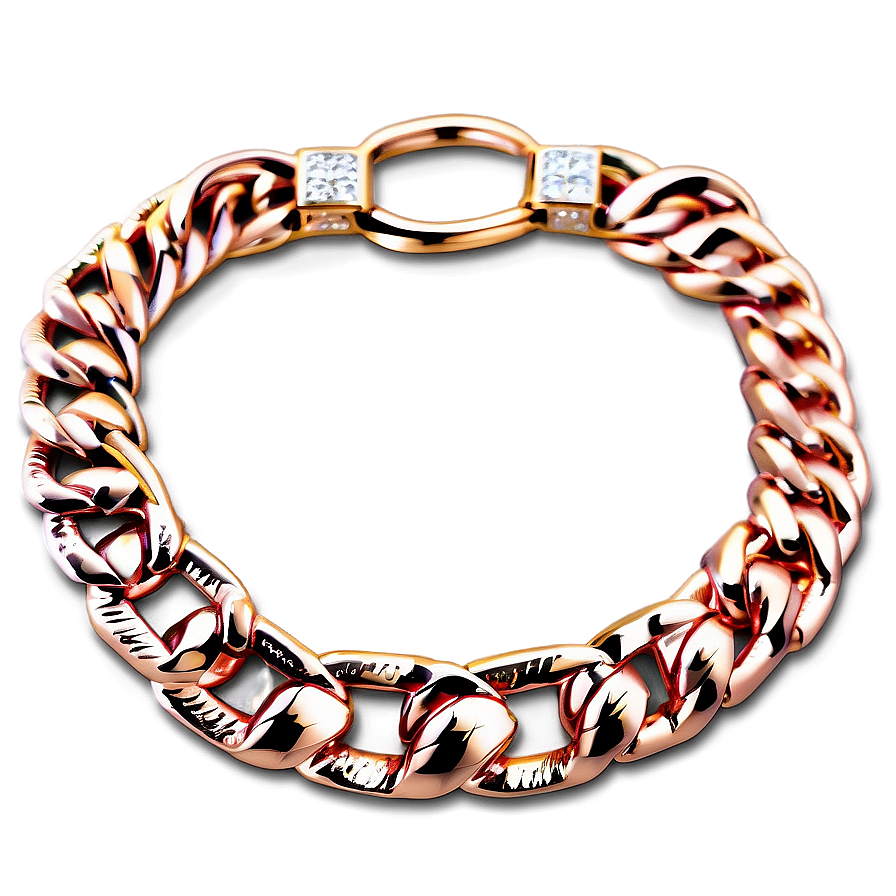 Rose Gold Cuban Link Chain Png 06132024 PNG image