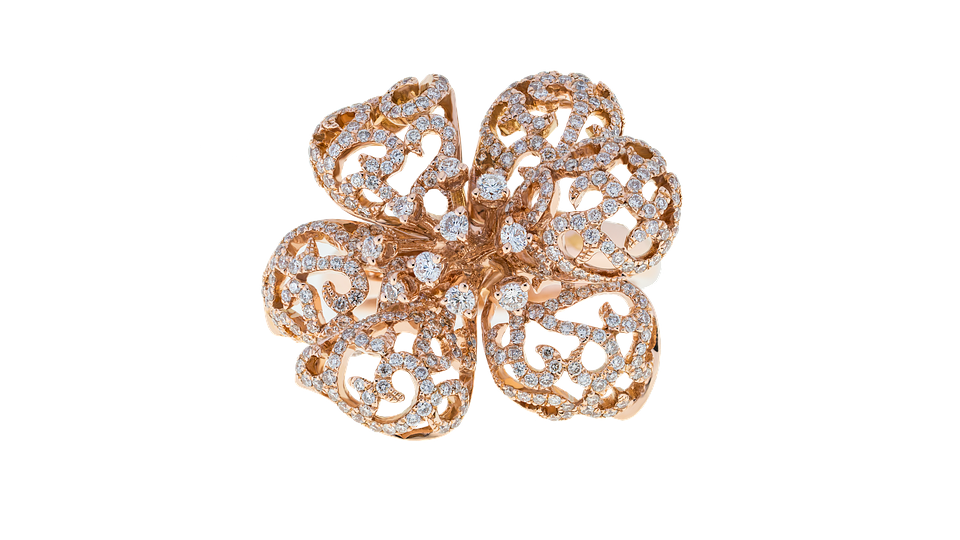 Rose Gold Diamond Butterfly Ring PNG image